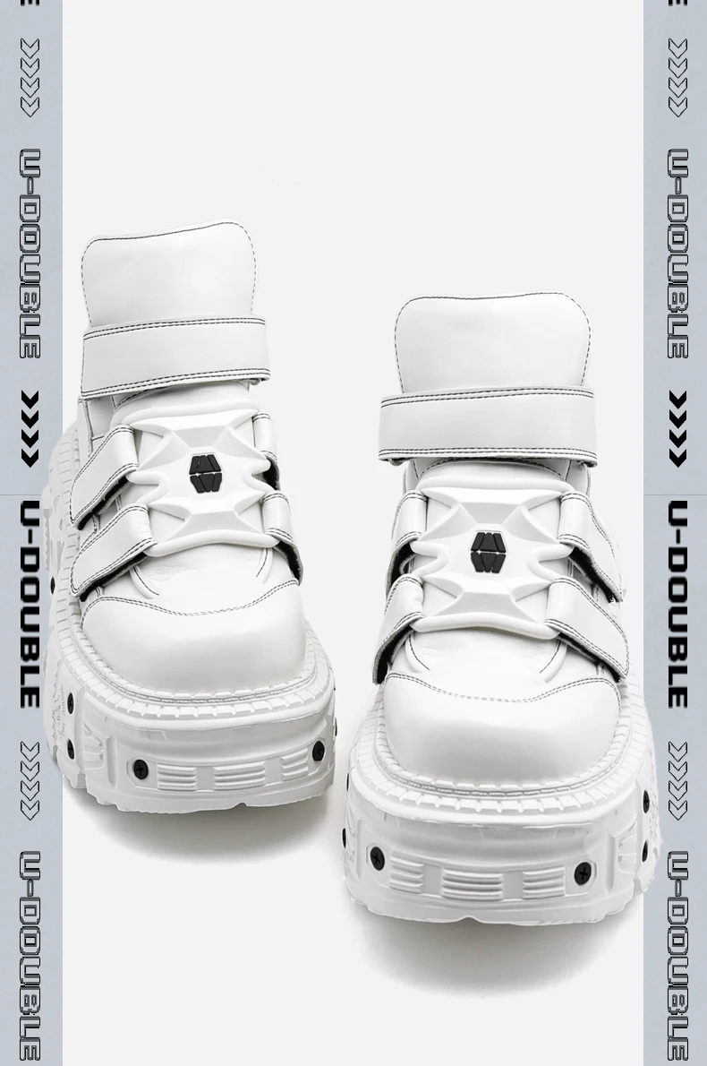 Gothic Ankle Rock Boots 2026 New Punk Style Women Shoes Lace-up White Platform Shoes Woman Metal Decor Woman Sneakers