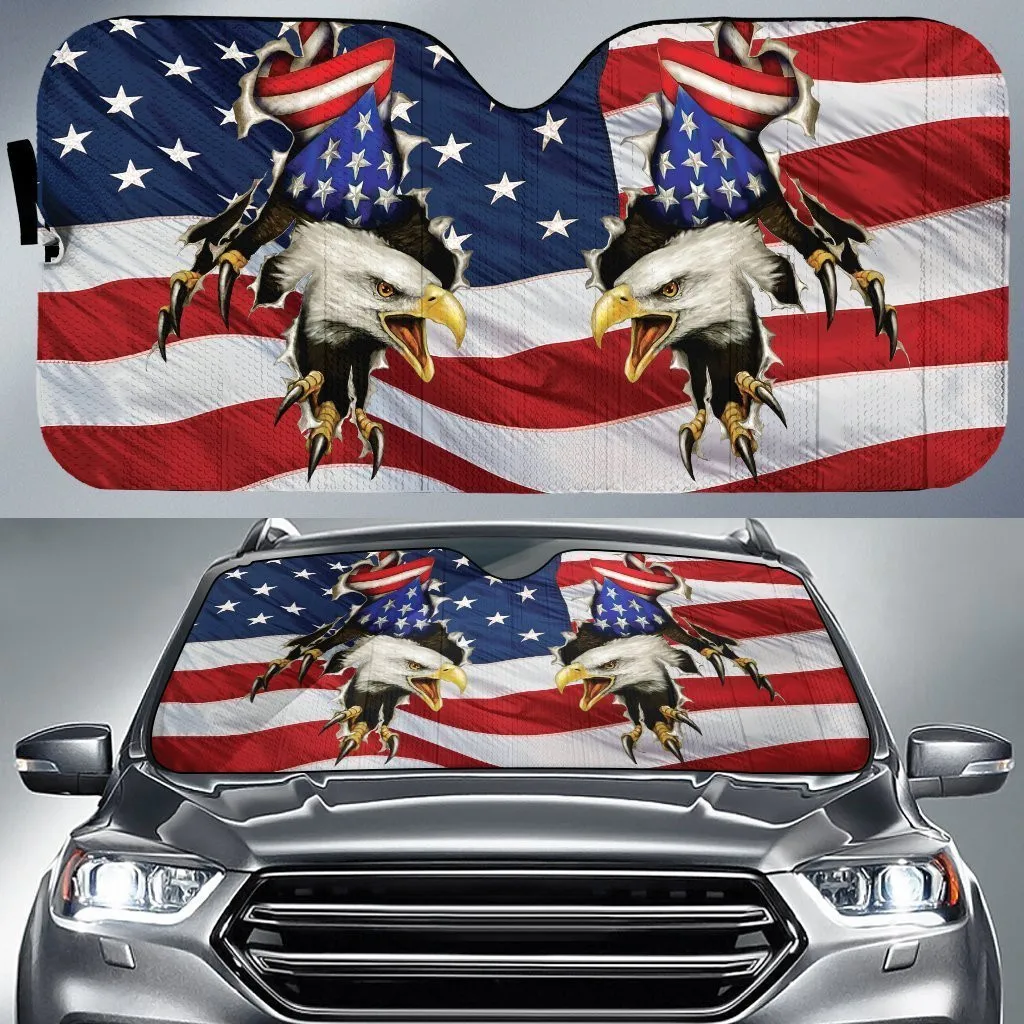 

Reflective Car Window Sunshade US Flag Print Car Sun Shade Summer Universal Car Windshield Visor Cover 4th of July Accessories