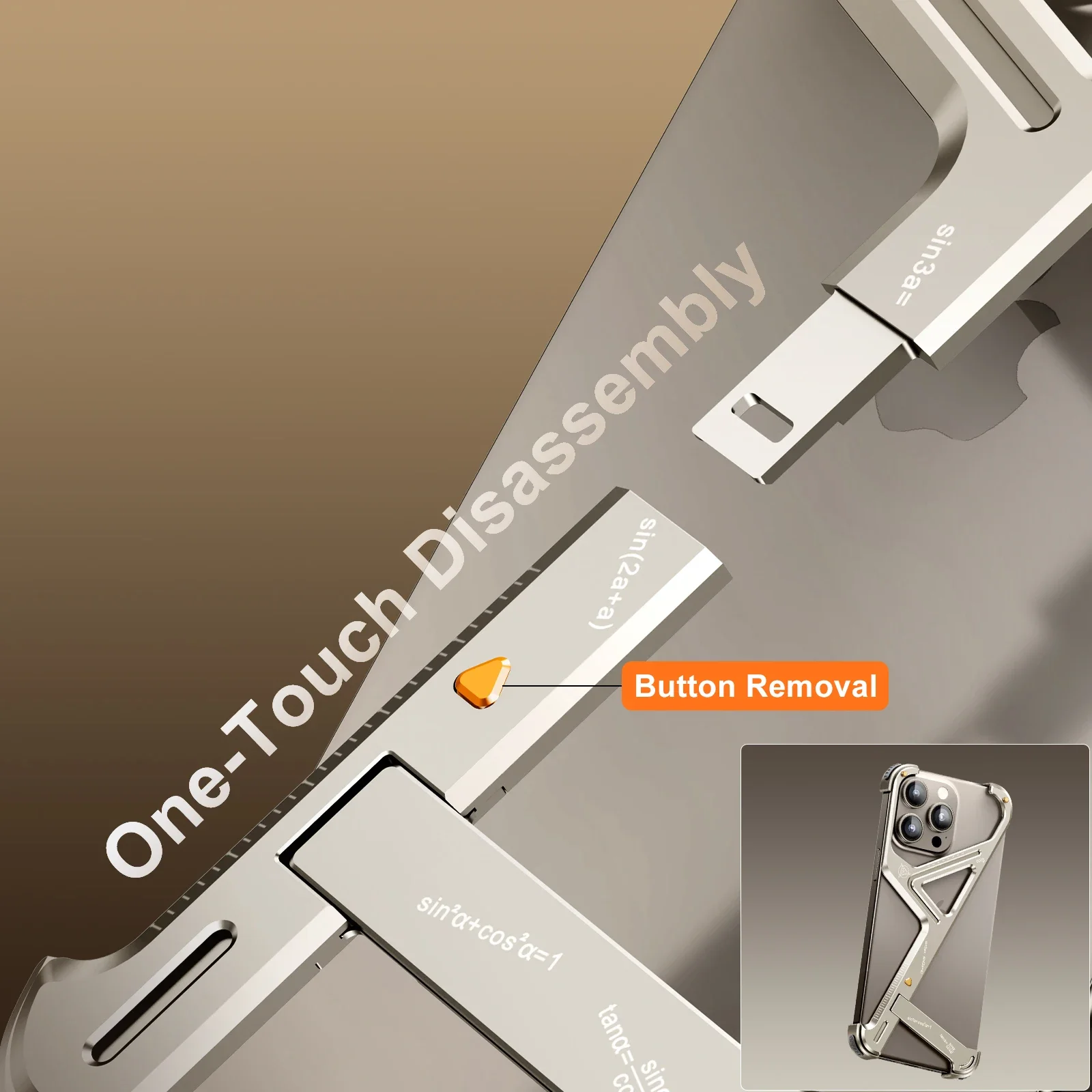 Sleek Aluminum Alloy Frameless Phone Case with Stand - Shockproof Protective Cover