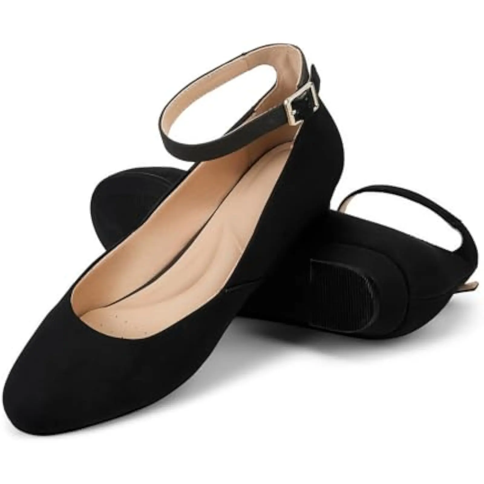 Women's Ballet Flats: Pointed Toe Low Wedge with Ankle Strap – Comfortable Dressy Shoes for Casual Parties, Business Work, and S 4