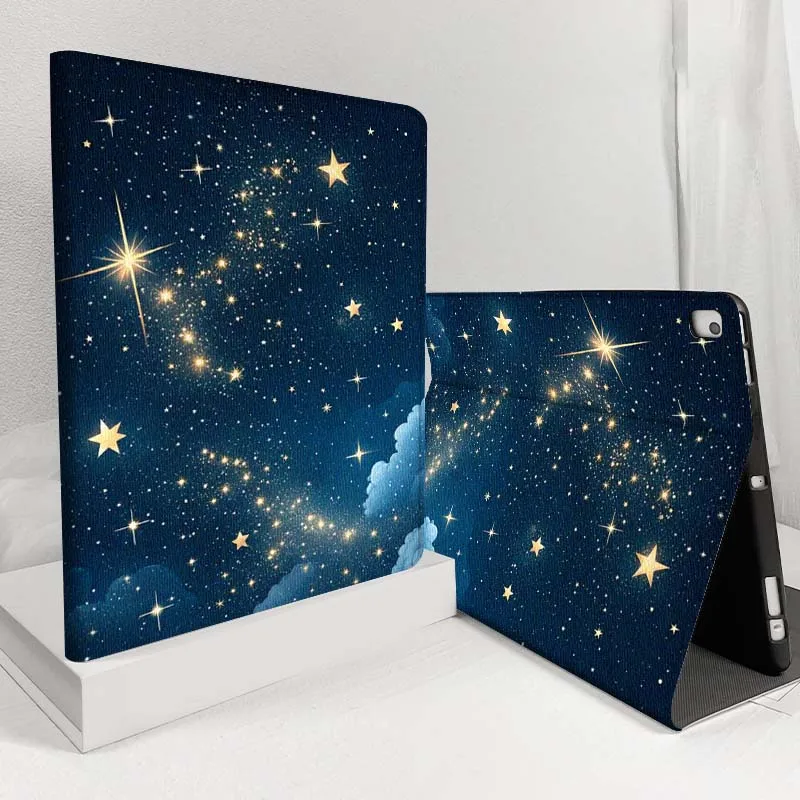 Cartoon Starry Night Sky Clouds Tablet Case