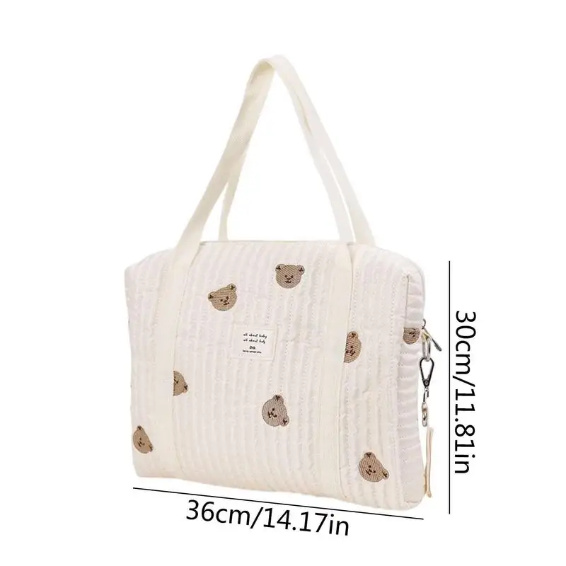 Cotton Mom Bag Organizer Cute Bear Embroidery Mommy Bag Zipper Newborn Baby  Diaper Bag Nappy Pouch Travel Stroller Storage Bags - AliExpress