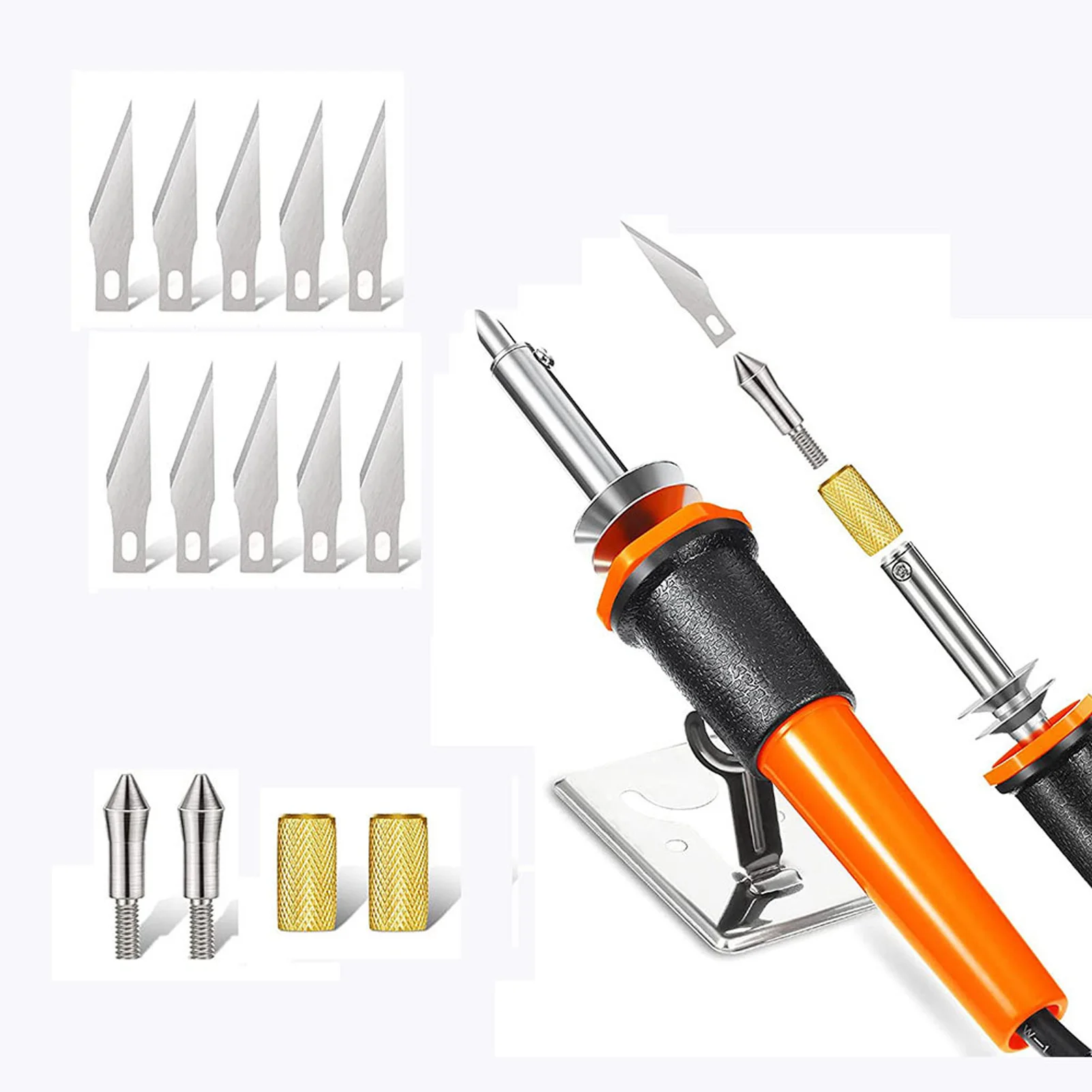 Soldering Iron Kit 60W Adjustable Temperature Soldering Iron DIY Engraving Tool Set with Tips US Plug 110‑120V