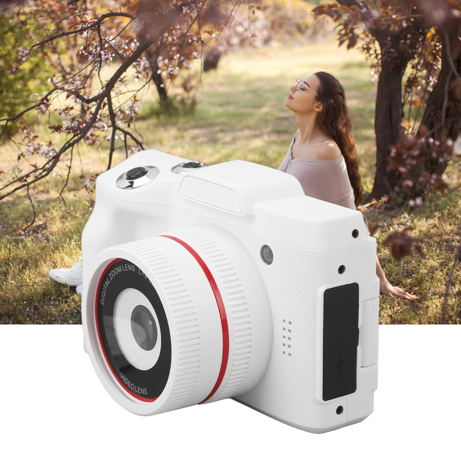 초심자 휴대용 소형 디지털 카메라, HD 16MP 화이트 컬러, 다축 안정화, 스마트 초심자 브이로그 카메라