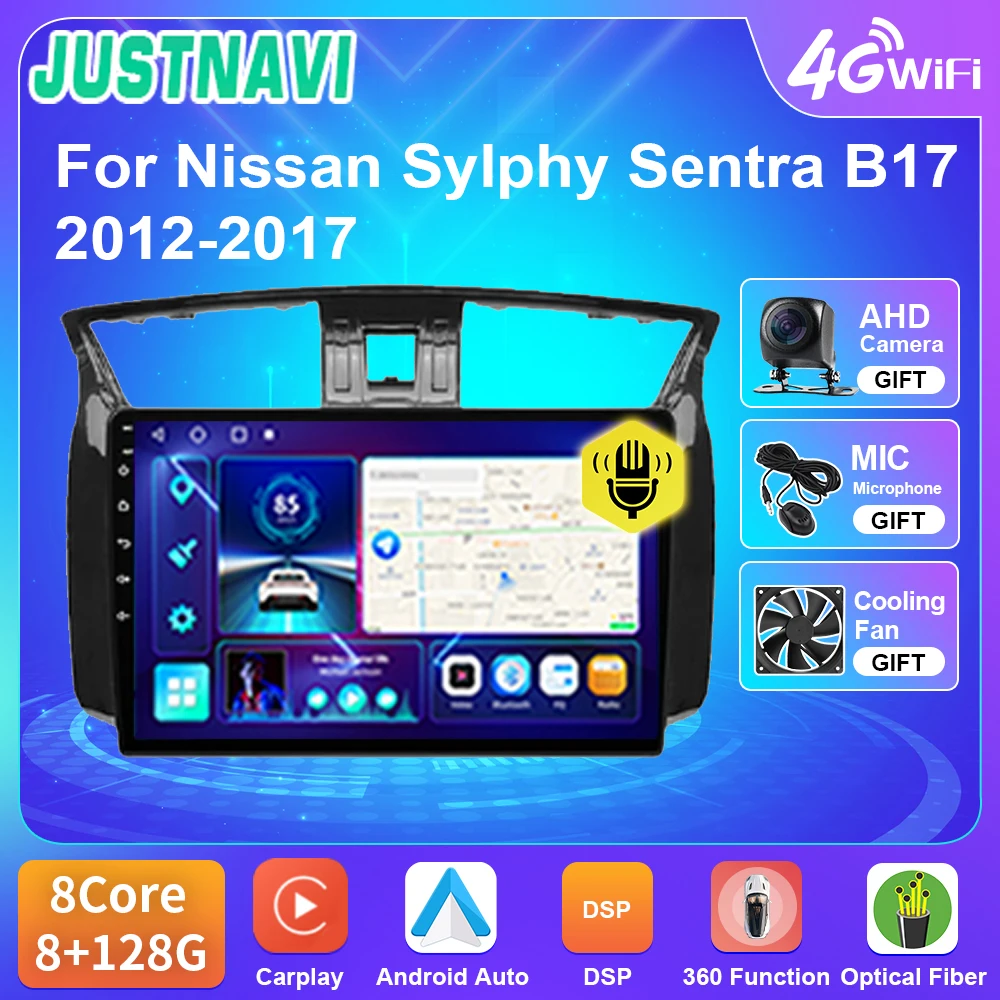 

JUSTNAVI Android 10 6G 128G Авторадио автомобильное радио для Nissan Sylphy Sentra B17 2012 2013 2014 2015 2016 2017 4G WIFI BT GPS DSP