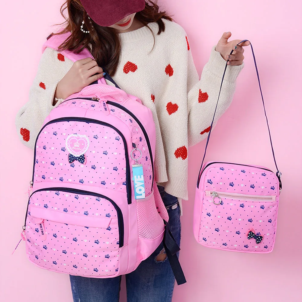 New Backpack for Girls Teens 3PCs Set Waterproof Large Capacity Blue Pink Purple Black Schoolbag for Student Back to School Gift