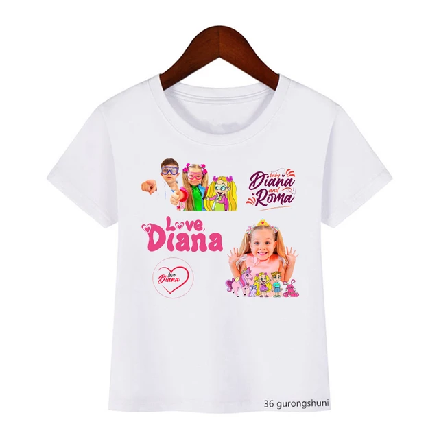 Camisetas rosas para niños y niñas, camiseta bonita con estampado de Diana  y Roma, ropa de