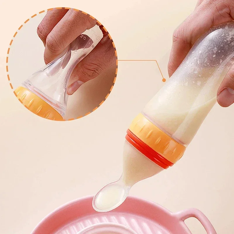 Baby Silicone Suction Cup Squeezing Bottle Feeding Training Spoon Grain Complementary Feeding Device Safety Tableware For baby feeding utensils