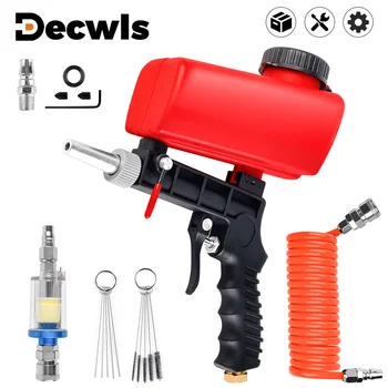 90psi Gravity Sandblasting Gun 6.5mm Small Handheld Pneumatic Sandblasting Machine, Cordless Air Tools,Home Sandblasting Gun Kit 1
