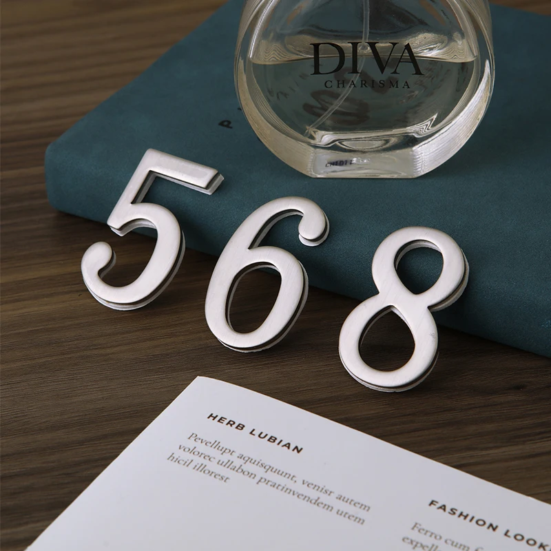 Stainless Steels house number signs Door Number with Backing Adhesive 5*3cm House Number Apartment Door for Outdoor Hotel Home Mailbox Label