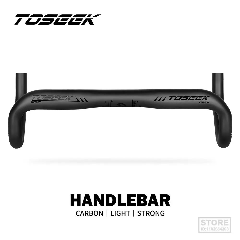 

TOSEEK Road Bicycle Carbon Handlebar Reduce Resistance Bent Bar Strengthen Bike Parts 400/420/440mm External Routing Black Matte