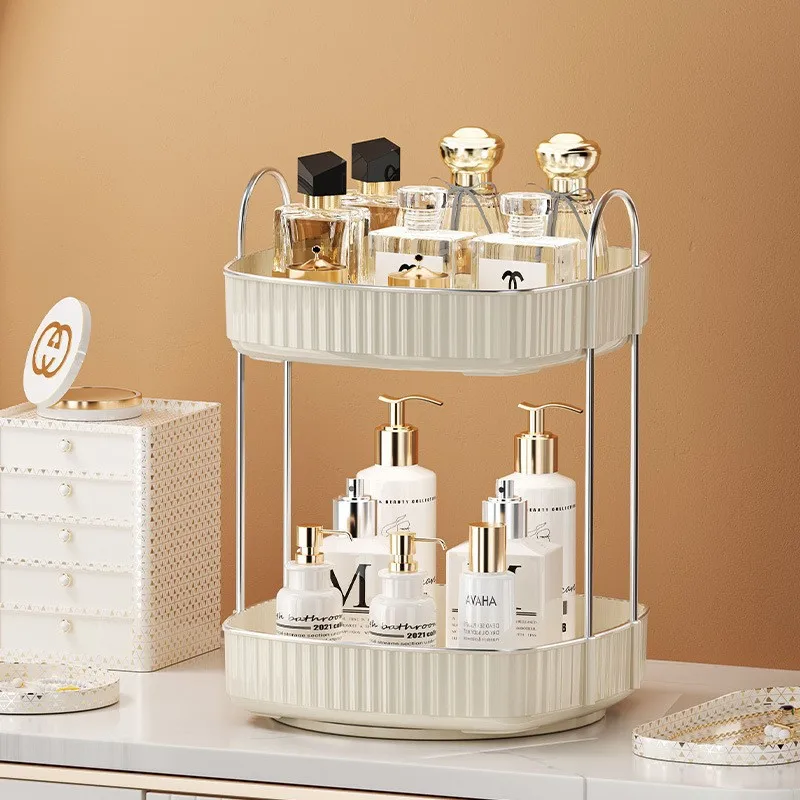 

Bathroom Organizer Shelves 360° Rotating Skincare Cosmetic Perfume Shampoo Storage Rack Waterproof Home Kitchen Desktop Holder