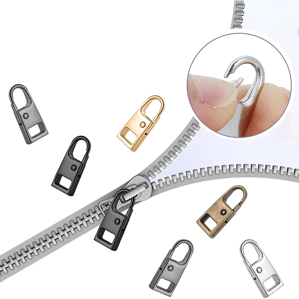 10Pcs Zipper Pull Replacement Kit Detachable Universal Metal Zipper Pull Tabs Repair Kit for Backpacks Boot Jackets Clothings