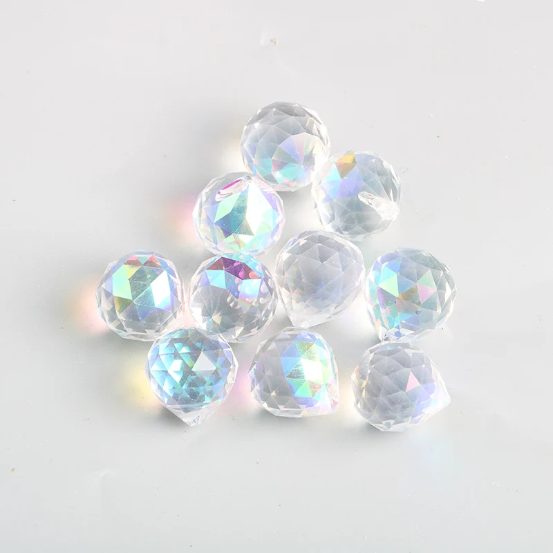Clear Faceted Crystal Ball Glass Suncatcher Prisms Pendant Lamp Chandelier Parts Fengshui Lighting Accessories 20/30/40mm 10pcs crystal sun catcher chandelier crystal drops crystal beads