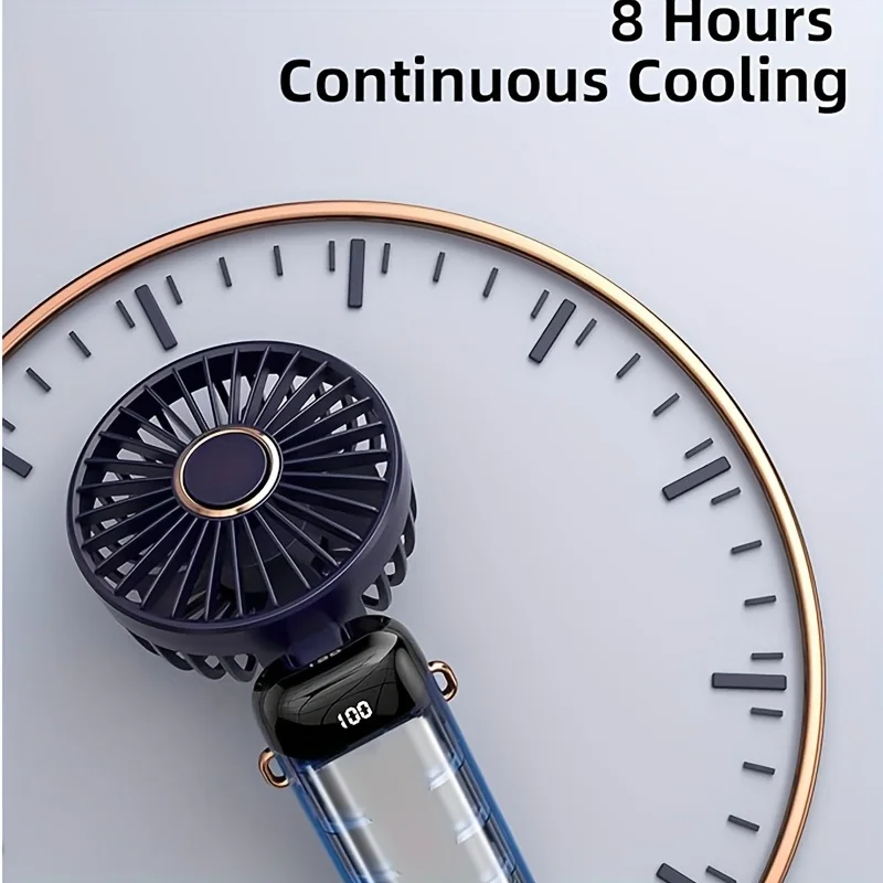 Portable Mini Fan With 6 Speeds LED USB Rechargeable Charging Small Foldable Battery Fans Handheld Desk Bedroom Indoor Outdoor 2