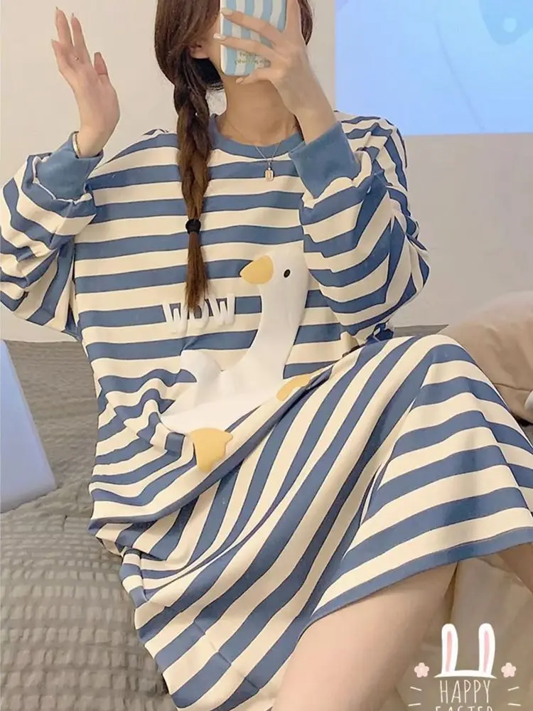 Camicia Da Notte Donna In Cotone Con Bottoni - Maniche Lunghe, Tasche, Stampa Floreale, Aperta Davanti (95% Cotone, 5% Elastan)