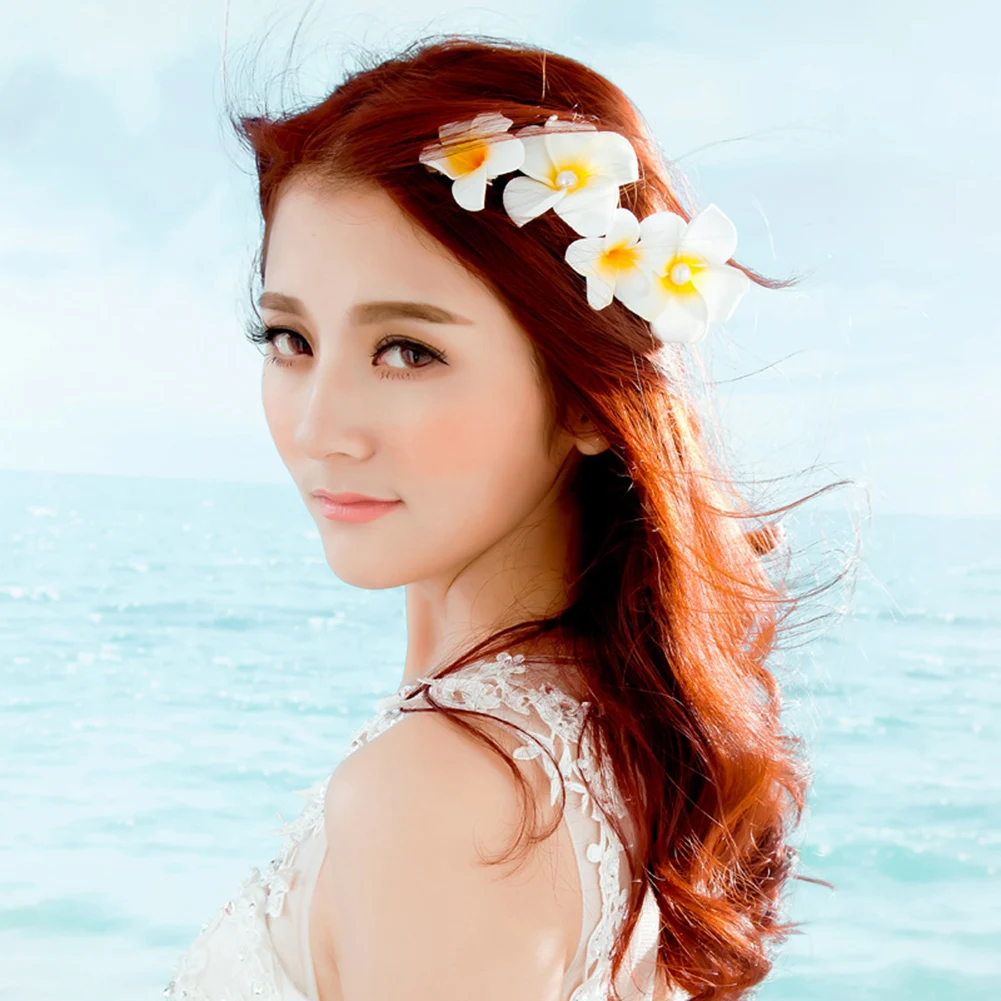 Fake Foam Flowers Fermaglio Per Capelli Hairgrip Gradient Artificial Plumeria Hairpin Wedding Party Outdoor Photography Hair Props Headwear