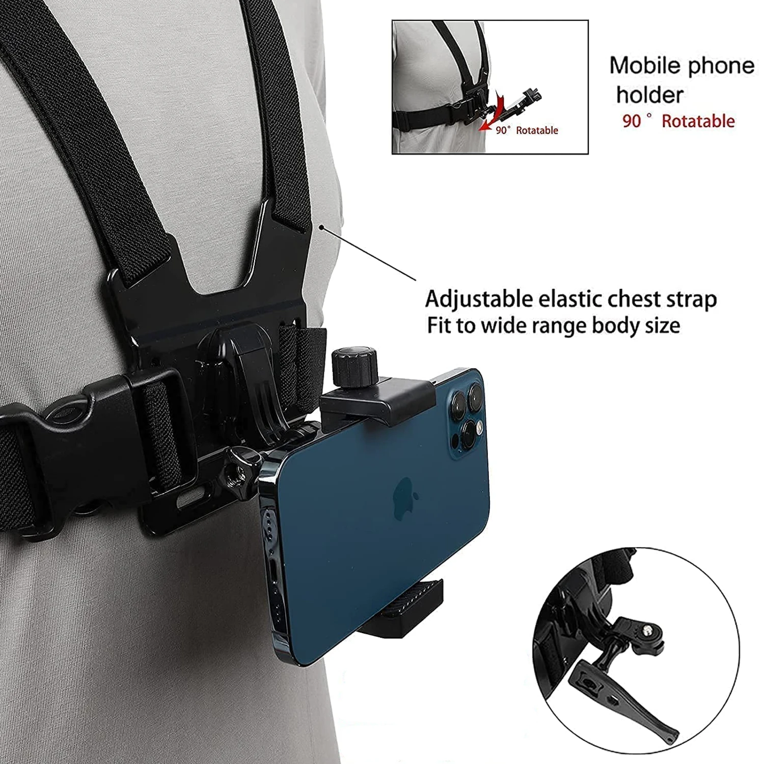 Soporte Para Teléfono Móvil Con Correa De Pecho Y Rotación, Soporte Para  Arnés De Cuerpo De Cinturón Móvil Para Cámara Gopro Hero 12 11 10 9 8 7  Insta360 Dji, Moda de Mujer