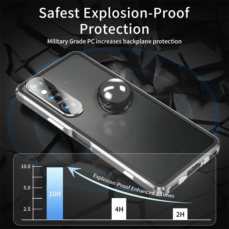 Premium Tempered Glass & Metal Bumper Shockproof Protective Phone Case