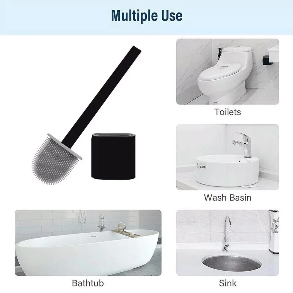And Bathroom Holder Set Silicone Toilet Brush: 3 - 5 Days Free Delivery Only UK