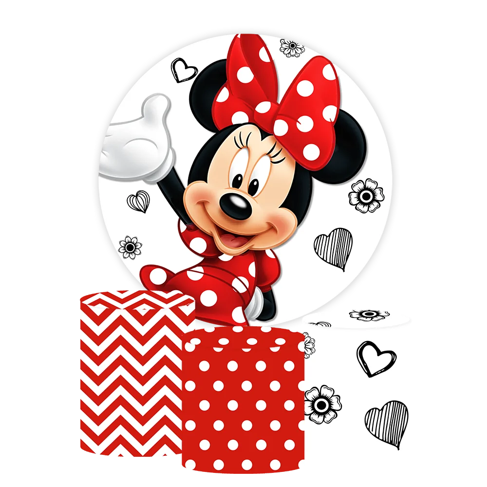 Minnie Mouse sweet papillon e puntini decorazione di sfondo per feste sfondo rotondo personalizzato decorazione di compleanno per bambini Banner di nozze