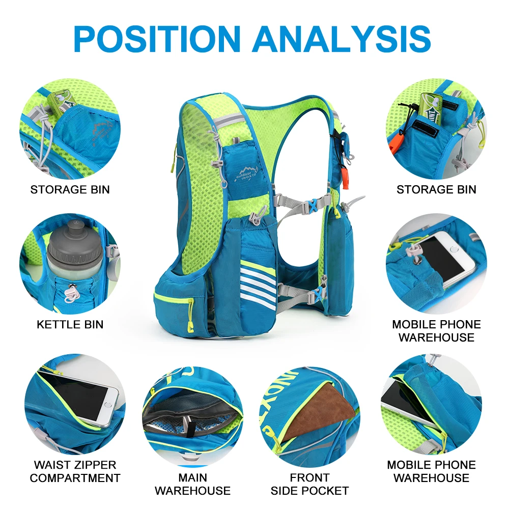 8L Running Hydration Running Vest Backpack Men Women Outdoor Sport Water Bags Trail Marathon Jogging Hiking Backpack Rucksack 3