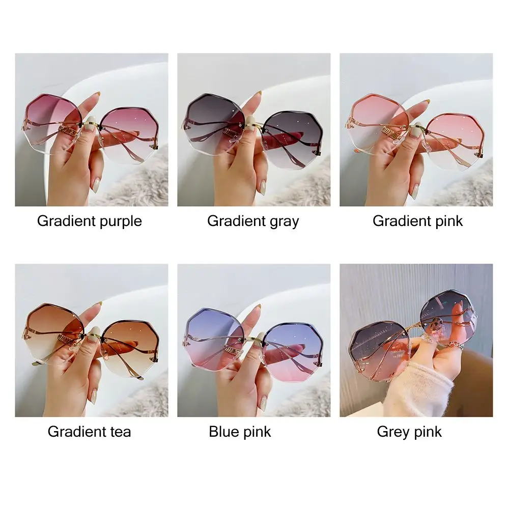 2022 Fashion Tea Gradient Sunglasses Women Ocean Water Cut Trimmed