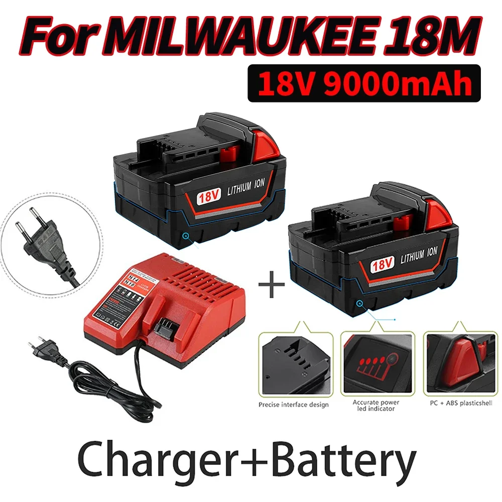 Reemplazo De 9.0Ah 18V Para Batería Milwaukee M18 Compatible Con Batería M18 Milwaukee De Iones De Litio De Alto Rendimiento 48-11-1850 48-11-1865 48-11-1852 48-11-1828 48-11-182 Y 18 Voltios