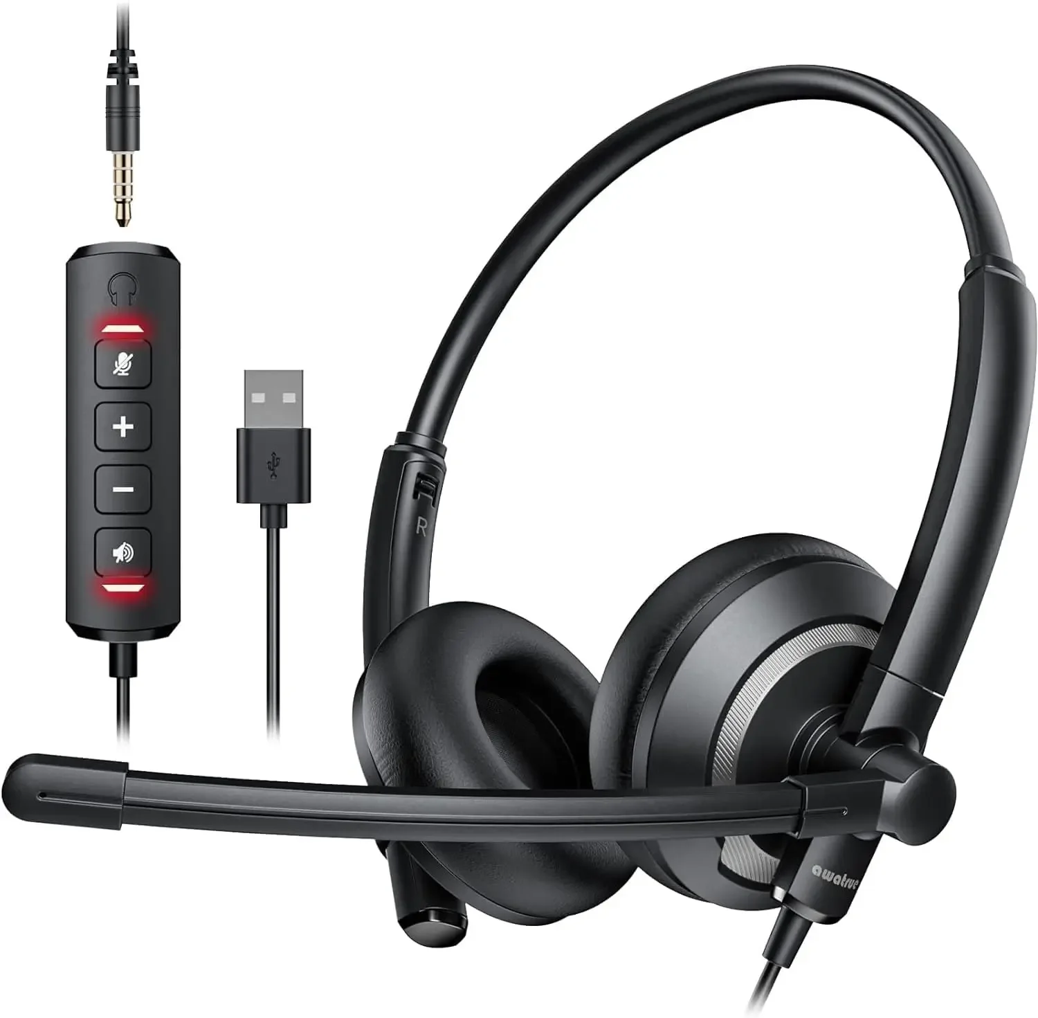 Premium Wired USB Headset with Noise Cancelling Microphone and Enhanced Sound Quality