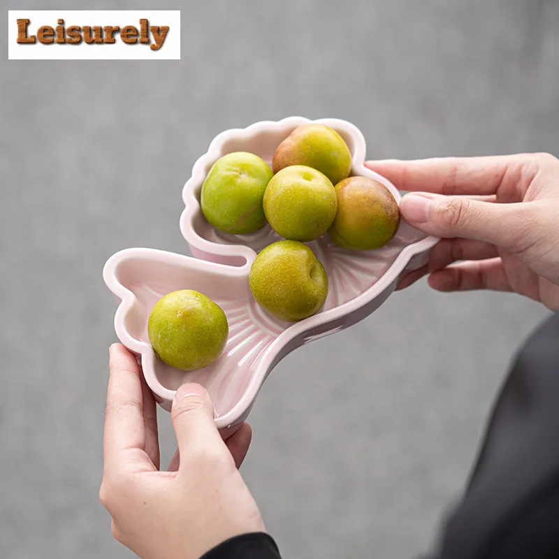Handmade Relief Fish Jump Ceramic Fruit Dishes Japanese Pastry Plate Dim Sum Plate Sharing Plate Teaset Accessories Decoration