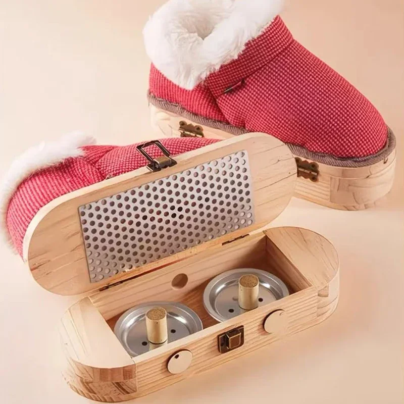 뜸 신발 휴대용 발 마사지 부츠 원목 밑창 열 요법 핫 컴프레스 워킹 요법 기기