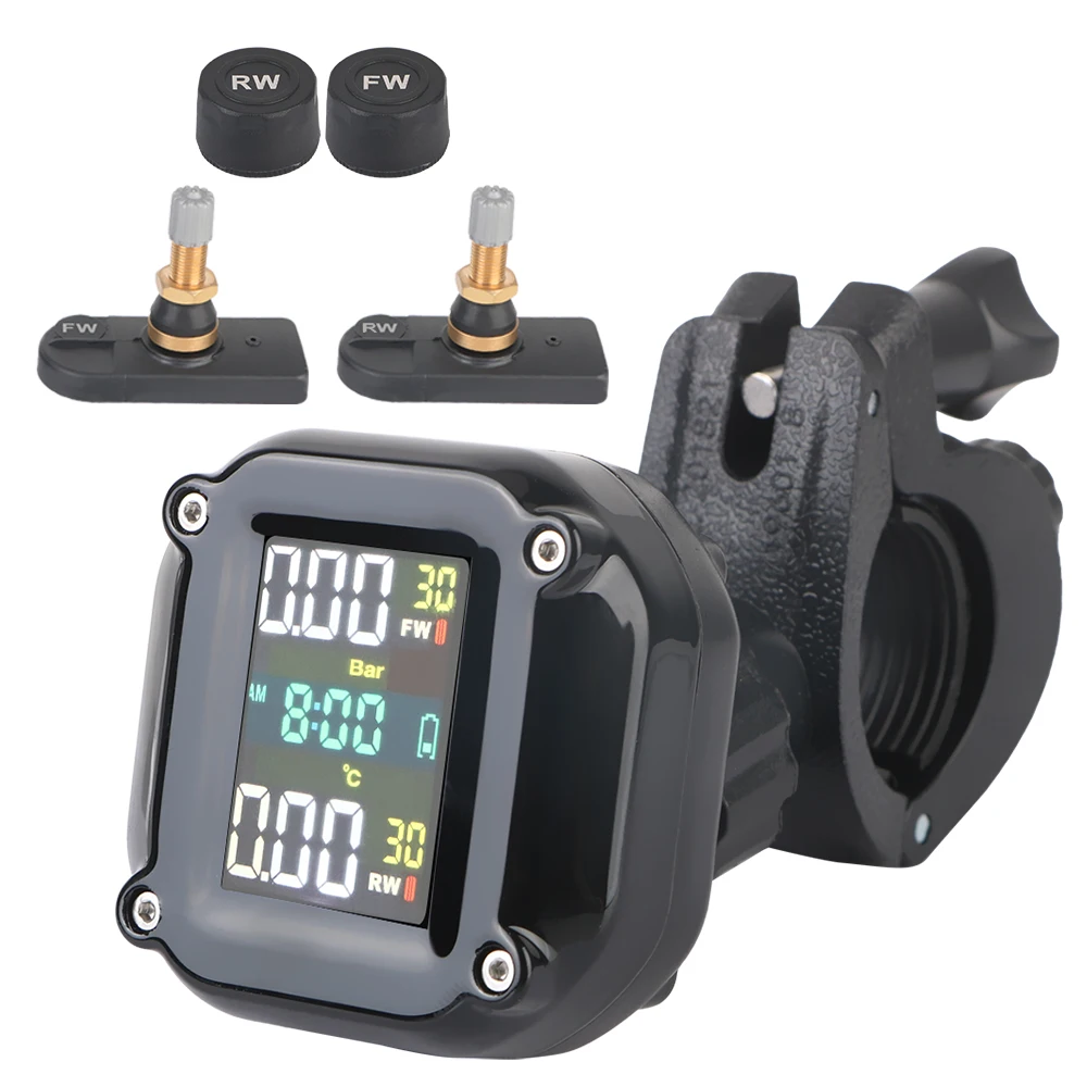 

With 2 External Sensors Precise LCD Colorful Display Wireless Motor Tire Pressure Monitoring Alarm System