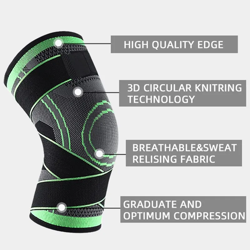 Knee Support Sleeve Compressions Adjustable Straps for Running Working Out Sports Wearing All Day