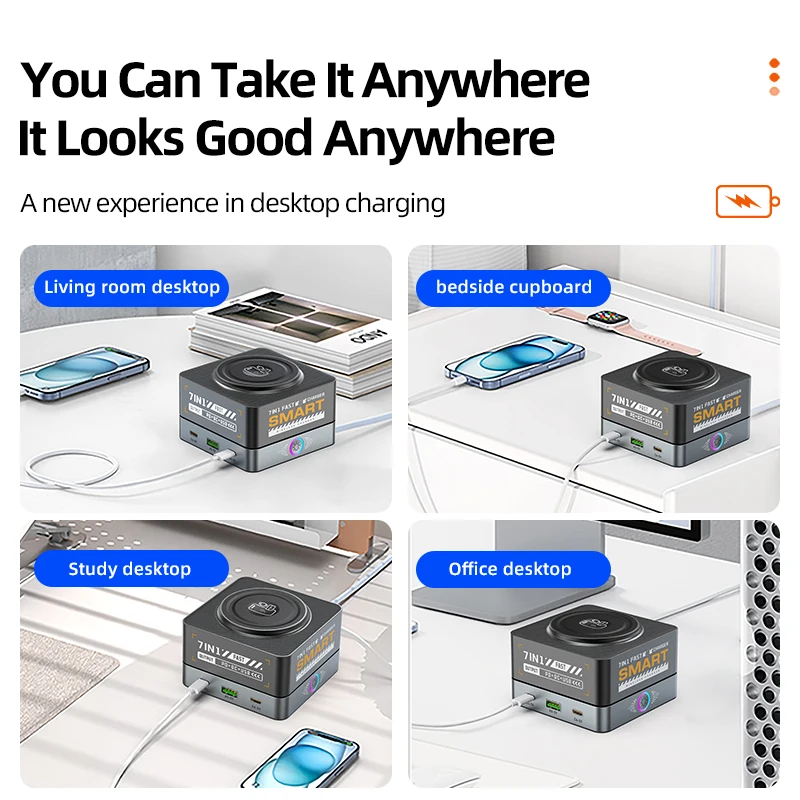 7in1 Desktop Multi-Port Charger 15W Wireless