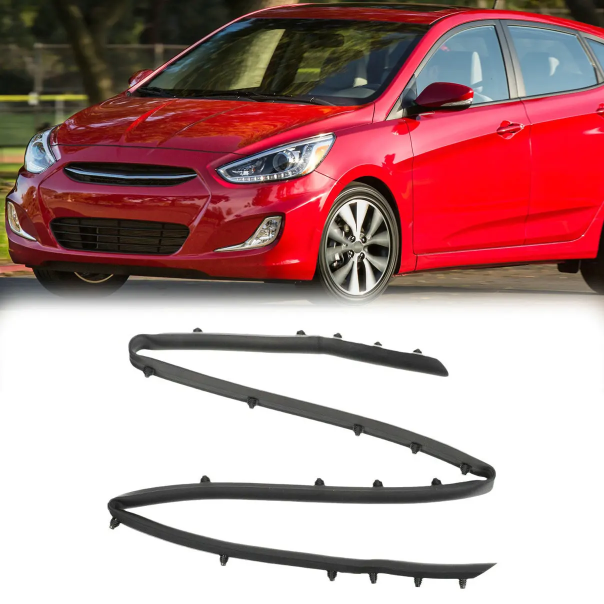Front Bumper Shield Rubber Seal Strip Trim For 2012- Hyundai Accent Sedan Exterior Parts Styling Mouldings