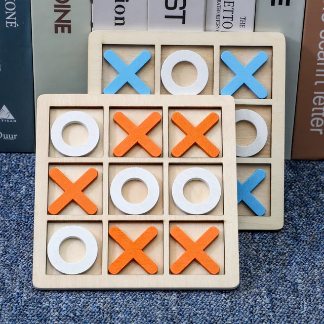 Solid Wooden Tic Tac Toe Board Game - Perfect for Family Fun and Backyard Entertainment! 1