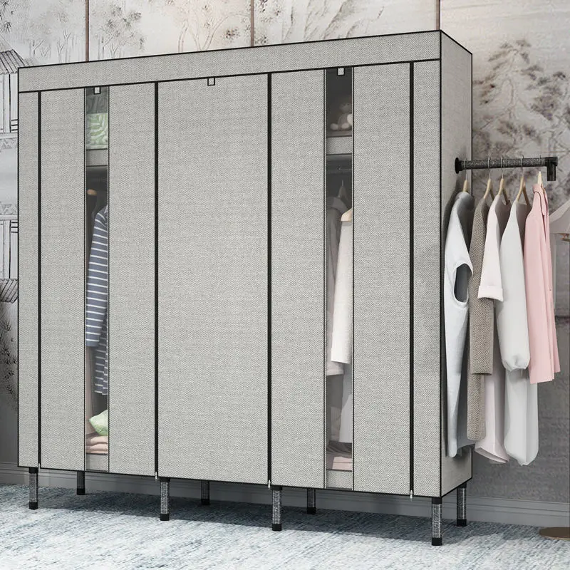 

123cm 143cm Simple Wardrobe Modern Minimalist Cloth Wardrobe Thickened Steel Pipe Reinforced Storage Fantastic