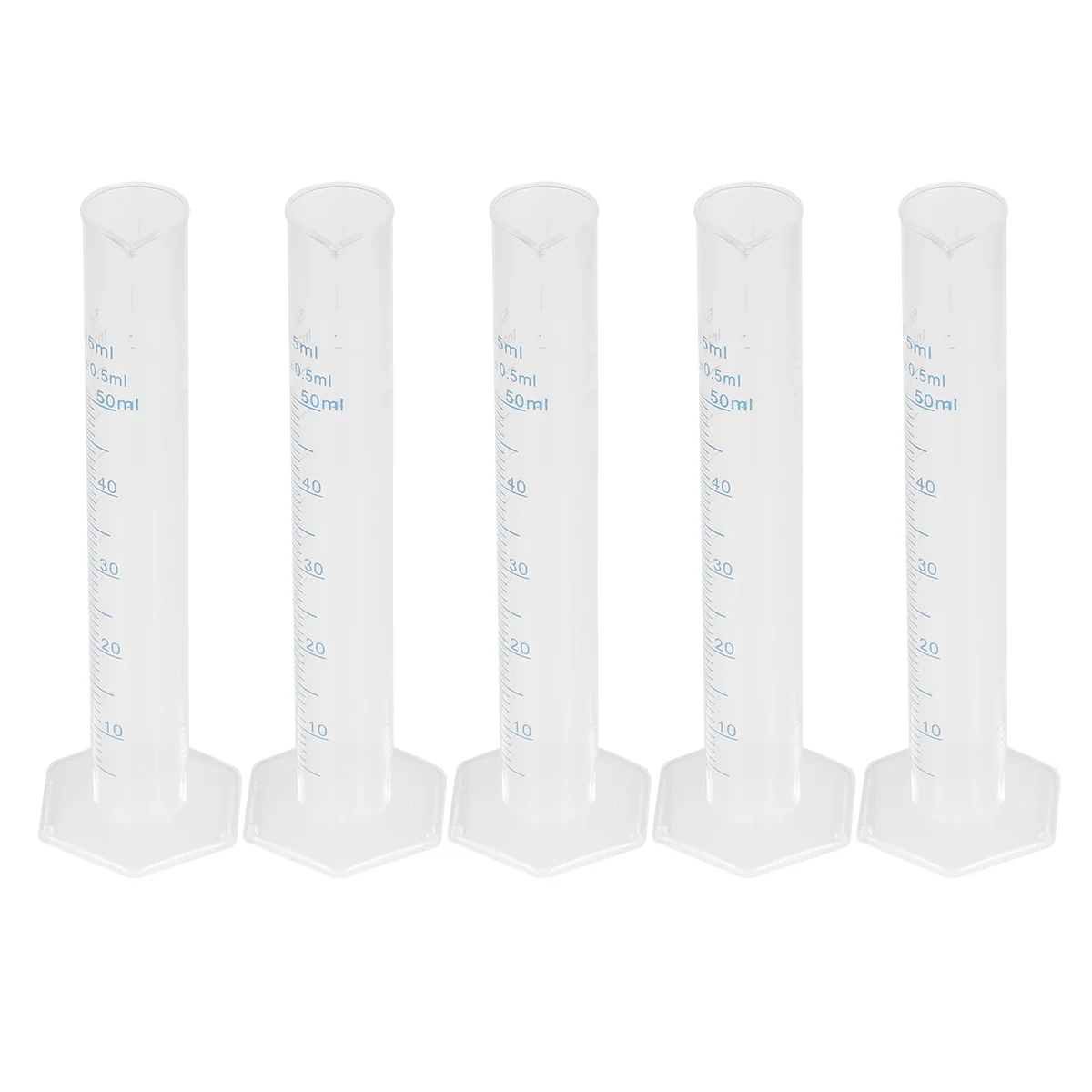 

5pcs Measuring Cylinders Scale Graduated Test Tube Lotion Sample Science Experiments Cylinder with Hexagonal Base 185X6X6cm