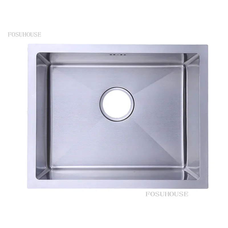 Stainless Steel Kitchen Sinks SUS304 Sink Household Handmade Single Slot Wash Basin Mini Bar Balcony Basin Under Counter