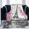 Paris Eiffel Tower Throw Blanket Ultra Soft Warm All Season Decorative Flannel Blankets for Bed Chair Car Sofa Couch Bedroom 1