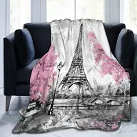 Paris Eiffel Tower Throw Blanket Ultra Soft Warm All Season Decorative Flannel Blankets for Bed Chair Car Sofa Couch Bedroom 1
