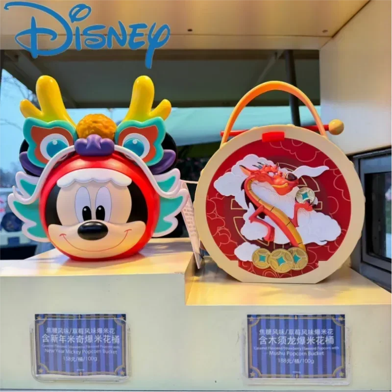 

Оригинальная модель Disney с новогодним драконом и Микки, ведро для попкорна, игрушки, трехмерная пластиковая креативная сумка через плечо, подарки-сюрпризы