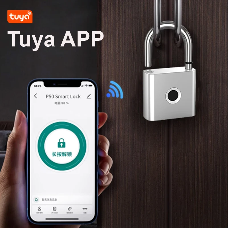 Tuya Bluetooth Fingerprint Padlock Smart Home Door Lock 20 Groups Fingerprint Sa