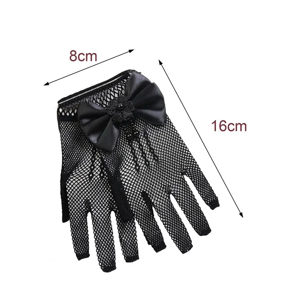 1 Pair Beautiful Children Gloves Faux Pearl Elastic Flower Girl Gloves Breathable Cosplay