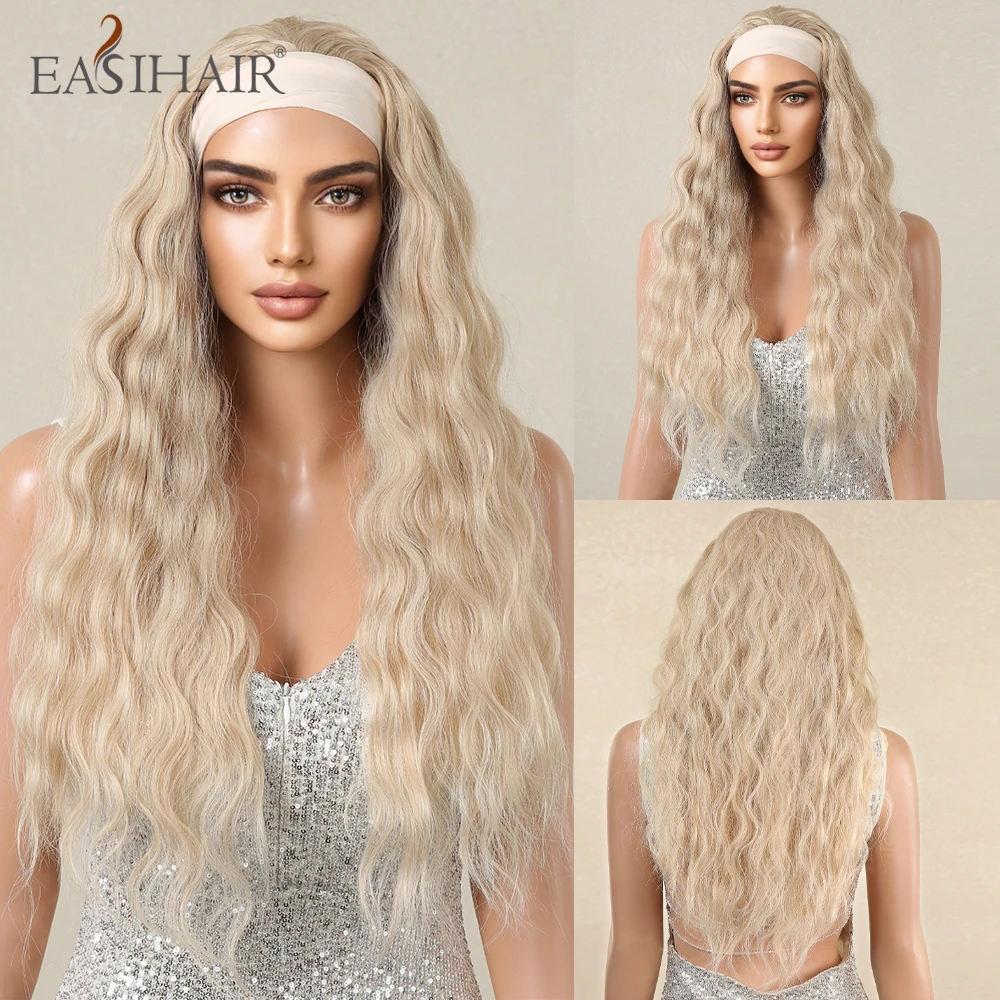 Parrucche sintetiche con fascia per capelli, lunghe, ondulate, color cenere, per donne, resistenti al calore, per feste di cosplay giornaliere_voghion.com