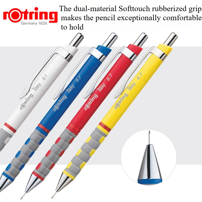 Rotring Tikky Mechanical Pencils 0.5/0.7mm Automatic Press Pencil Lightweight Plastic Body Triangular Barrel Hi-polymer Leads 1 mechanical pencils