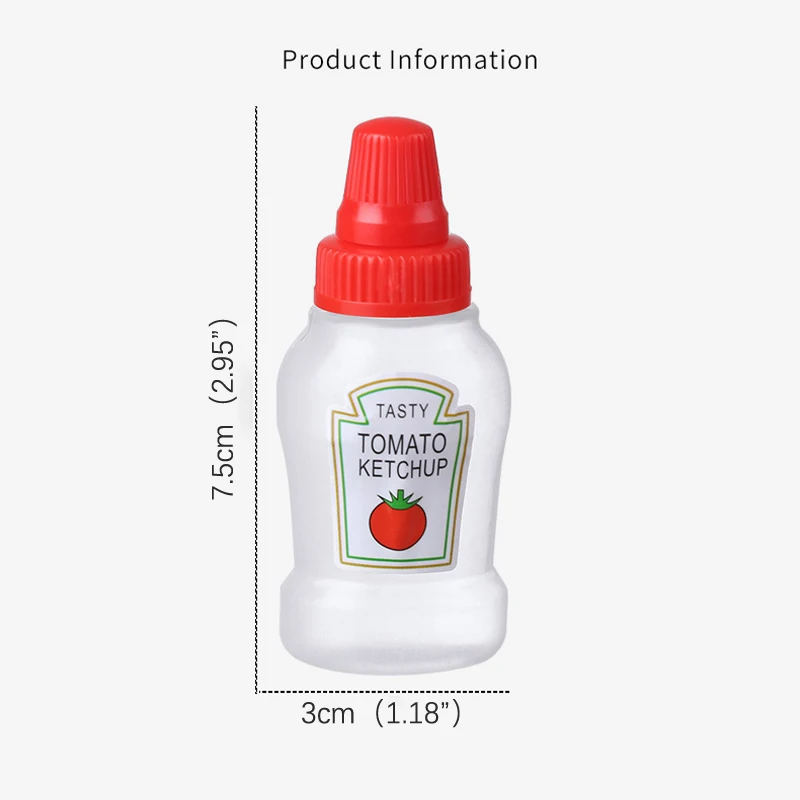 4pcs/set 25ML Mini Tomato Ketchup Bottle Honey Mustard Portable Small Sauce Container Salad Dressing Container Pantry Containers