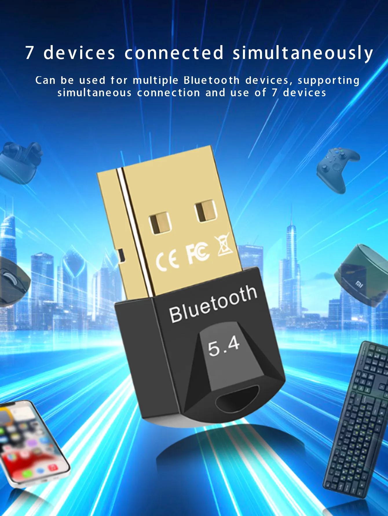 Bluetooth Adapter 5.4 Driver-Free Connected Wireless Upgraded Audio Transceiver Compatible Speaker Headphones