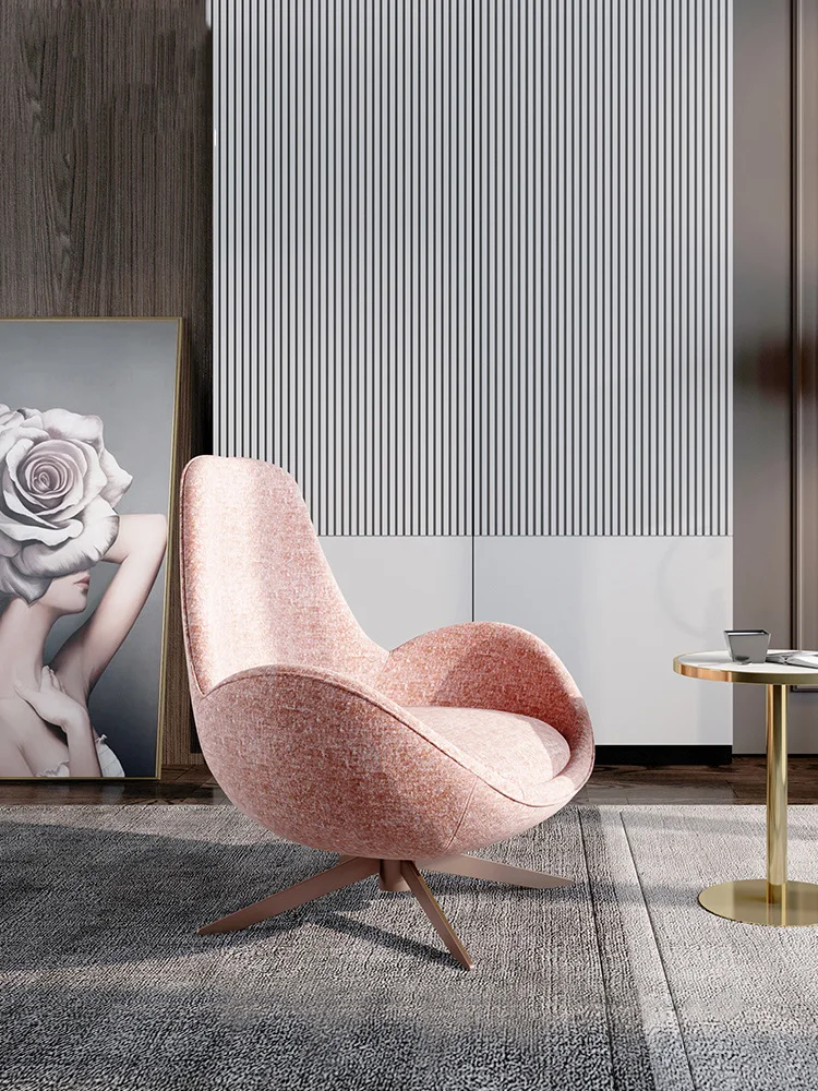 

Light luxury fabric eggshell chair modern simple net red pink designer high back revolving casual sofa
