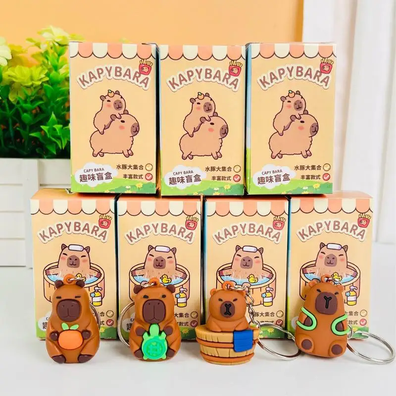 Funny Capybara Keychain  Animal Key Chain Backpack Handbag Pendant Blind Box  Creative Capybara Decorations random style 3